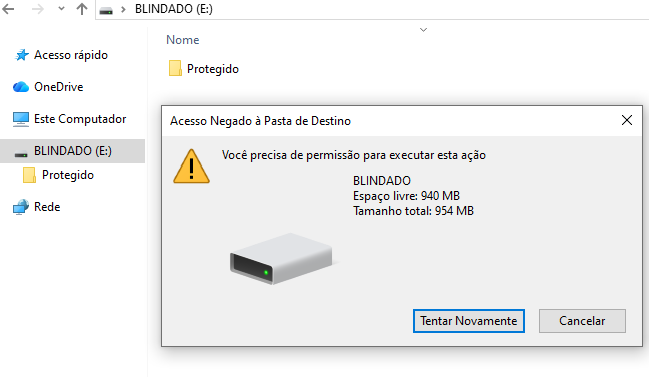 Imagem mostrando a mensagem de erro ao tentar criar um arquivo na raiz.
